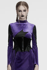 Schwarzes Batwing-Schnürkorsett für Damen im Gothic-Stil